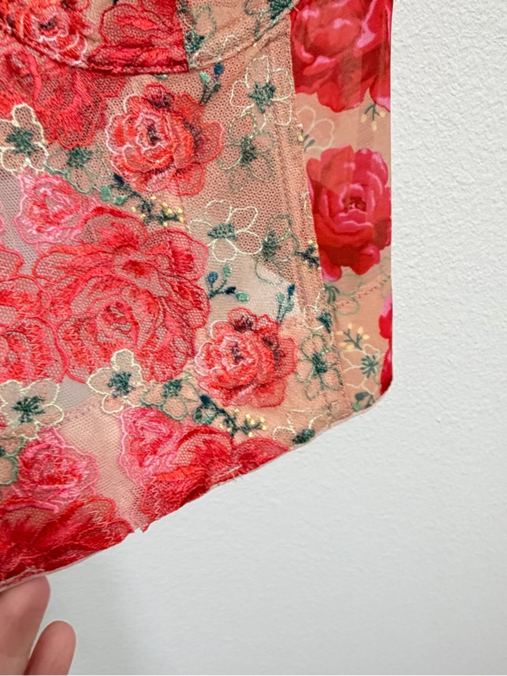 34C VS Dream Angels Tomato Red Embroidered Illuminating Blooms Corset Bra Top - Picture 11 of 14